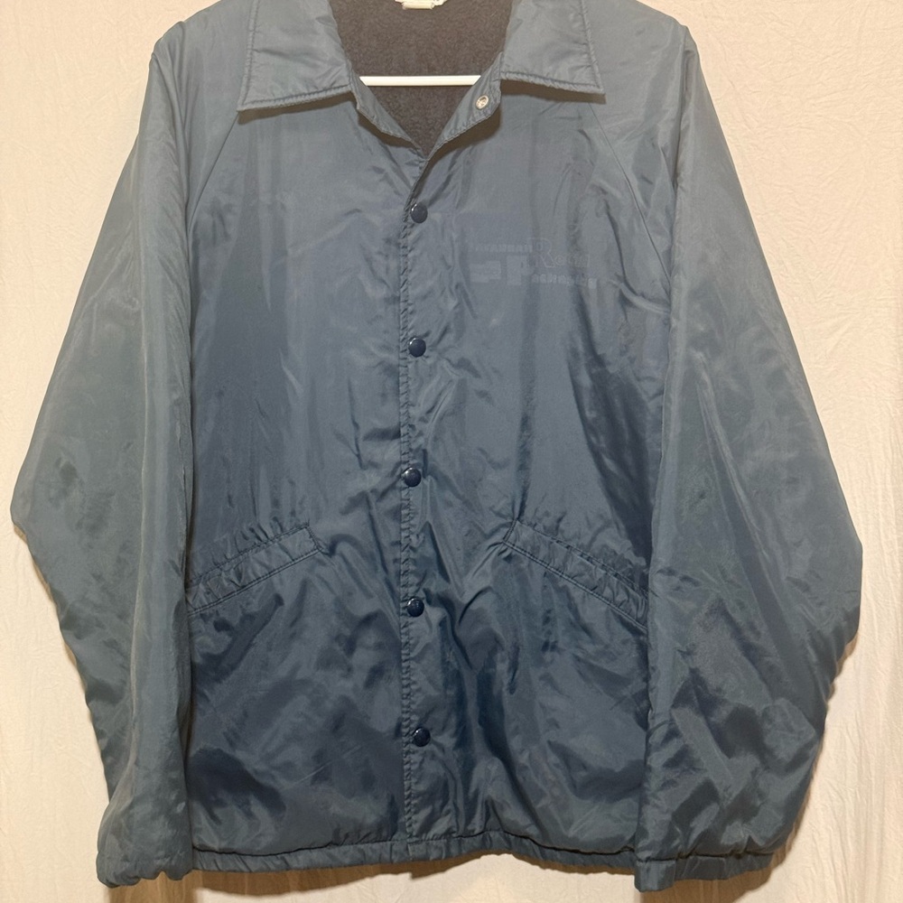 Vintage Hartwell Made in USA Navy Blue Heavy Lined Jacket Super Faded Logo